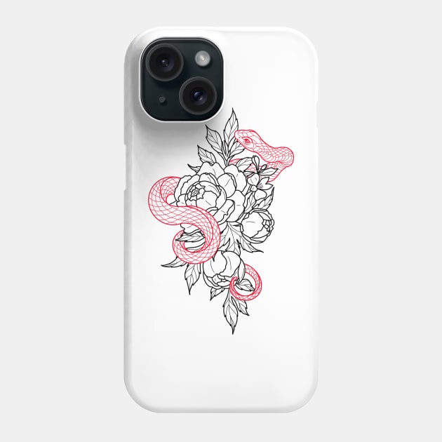 Snake and Flowers Phone Case by drawingsbydarcy