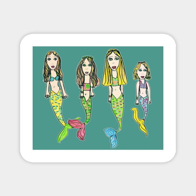 My Girls as Mermaids - Drawn by Tane (8) Magnet by micklyn