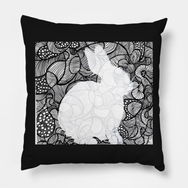 White Rabbit Pillow by YollieBeeArt