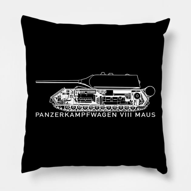 Panzer VIII Maus German WW2 Tank Cutaway Diagram Cross Section Inside Pillow by Battlefields