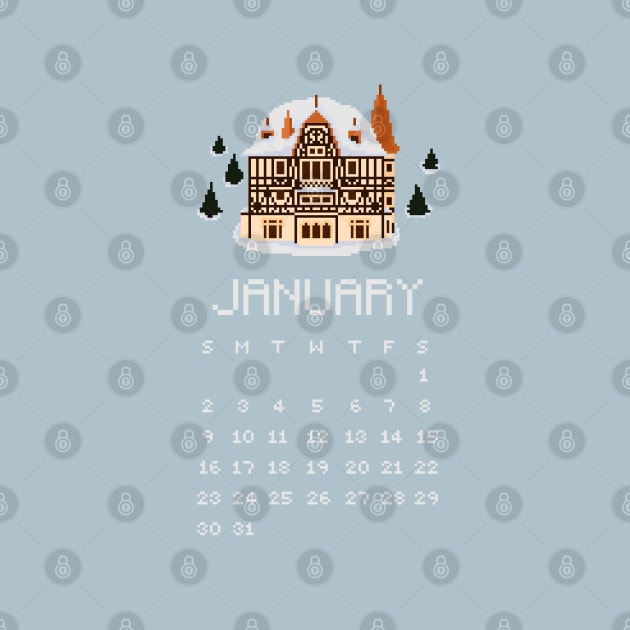 January 2022 Pixel Art Calendar by toffany's