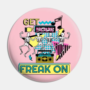 Retro 90s aesthetic dancing skeletons | get your freak on Pin