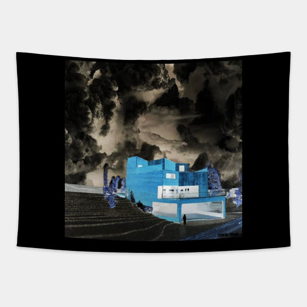 darth blue house Tapestry by jorge_lebeau