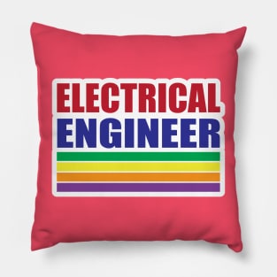 Electrical engineer Typography with Rainbow Strips Design Pillow