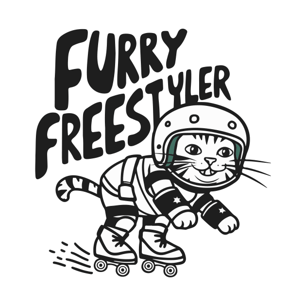 Cute Cat Rollerblading Summer Gift by GrafiqueDynasty