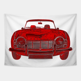 Triumph TR4 classic car red inversion Tapestry