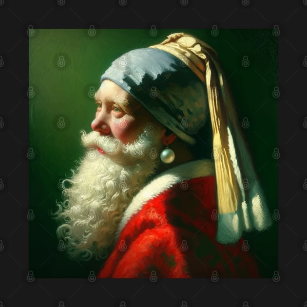 Santa in the Style of Vermeer's Masterpiece - Holiday Parody Art by Edd Paint Something