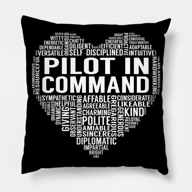 Pilot In Command Heart Pillow by LotusTee