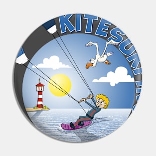 Kite surfing illustration Pin