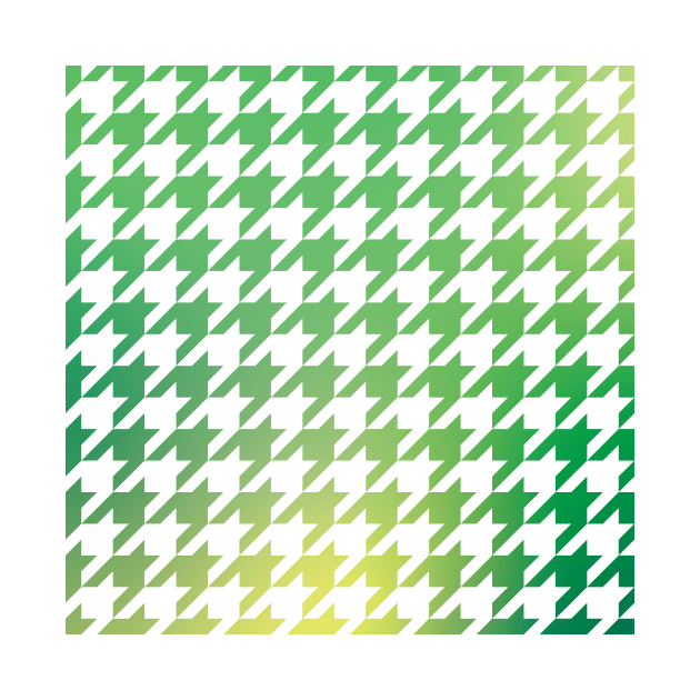 Houndstooth Pattern Natural Green and Yellow Gradient by murialbezanson