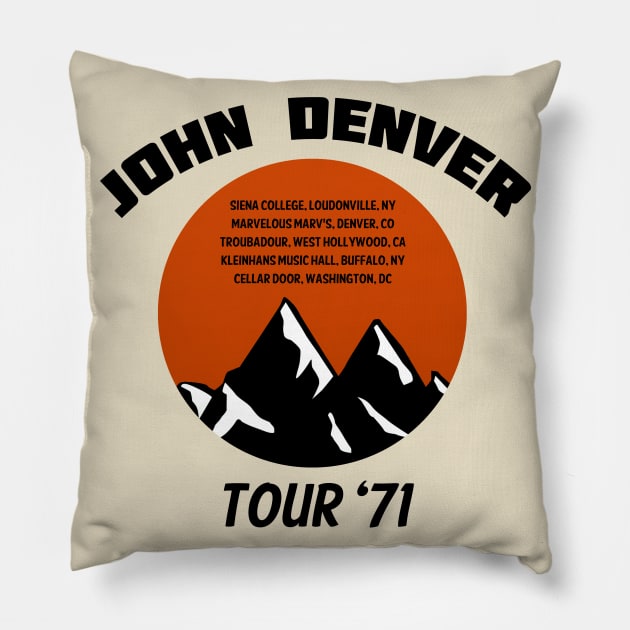 John Denver Tour '71 Pillow by ocsling