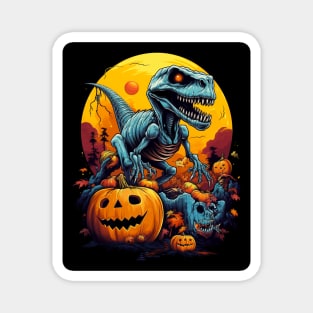 Halloween Skeleton Zombie Ghost Riding T Rex Funny Pumpkin Magnet