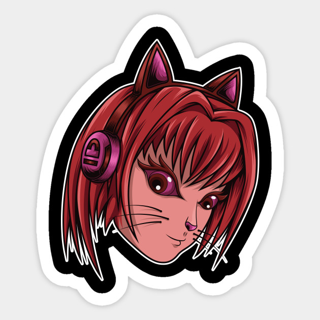Cat Girl Listen Music Music Lovers Gift Sticker Teepublic