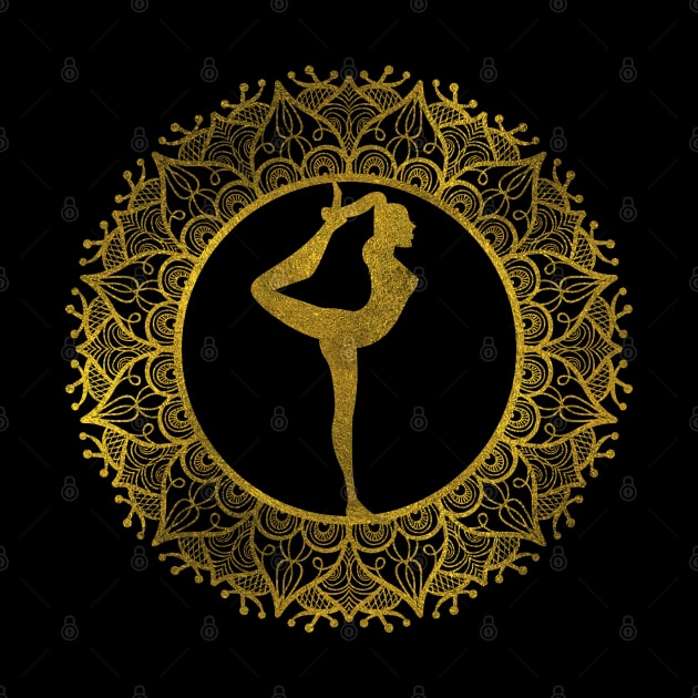 Yoga Asana Symbol in Gold Mandala by Nartissima