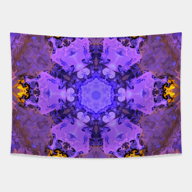 Psychedelic Hippie Purple and Yellow Tapestry by WormholeOrbital