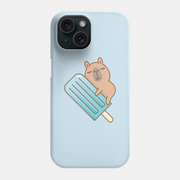 Capybara and blue ice pop Phone Case by Noristudio