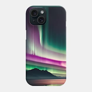 Minimalist Teal Purple Nature Night Sky Aurora Borealis Northern Lights Phone Case