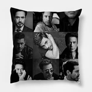 Robert Downey Junior collage black and white Pillow