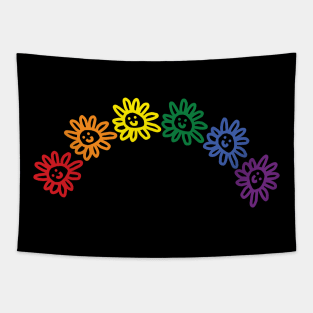 Smiley Daisy Pride Rainbow Transparent Tapestry