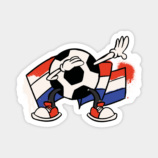 Dabbing Soccer Ball Cartoon Netherlands Dutch Flag Football Magnet by Now Boarding