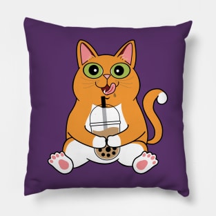 I Love Boba Cat | Ginger Cat Pillow