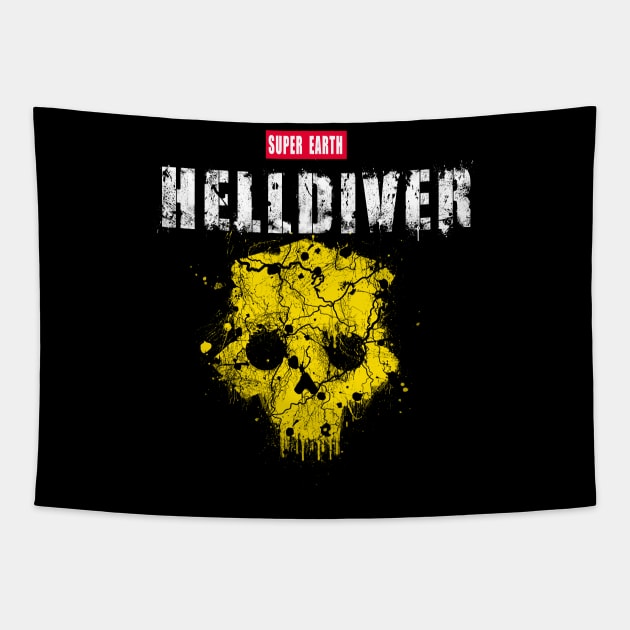 Helldiver splat Tapestry by sullyink