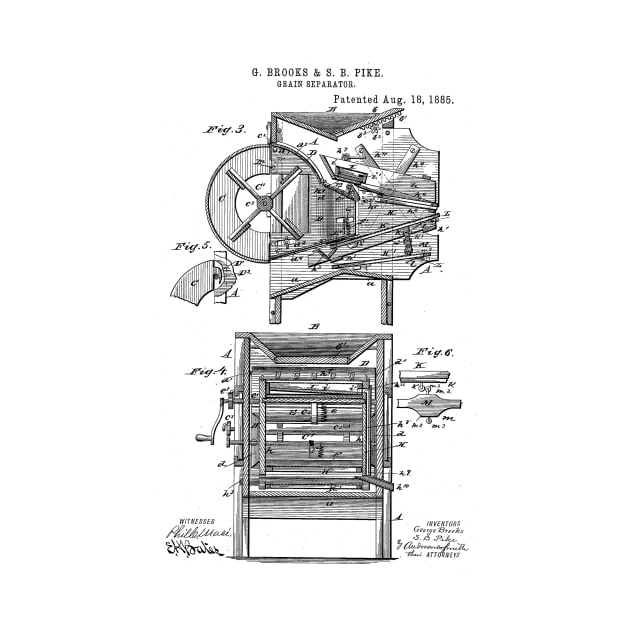 Grain Separator Vintage Patent Hand Drawing by TheYoungDesigns