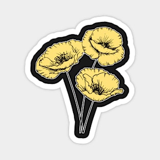 Yellow Poppy Plant Hand Drawn Gardening Gift Magnet