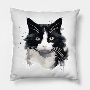 Tuxedo Cat Face,Black And White Cat Pillow