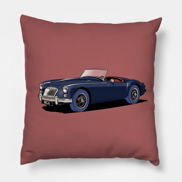 Classic MG MGA Roadster in blue Pillow by Webazoot