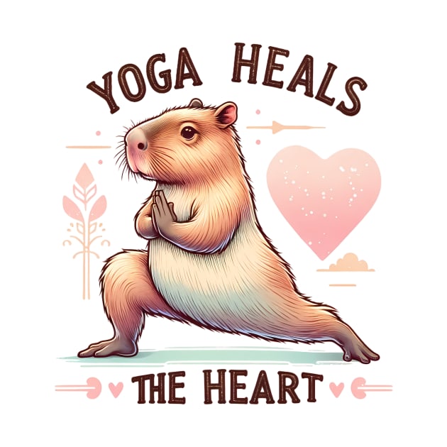 Yoga Heals the Heart Capybara Doing Yoga by TheCloakedOak