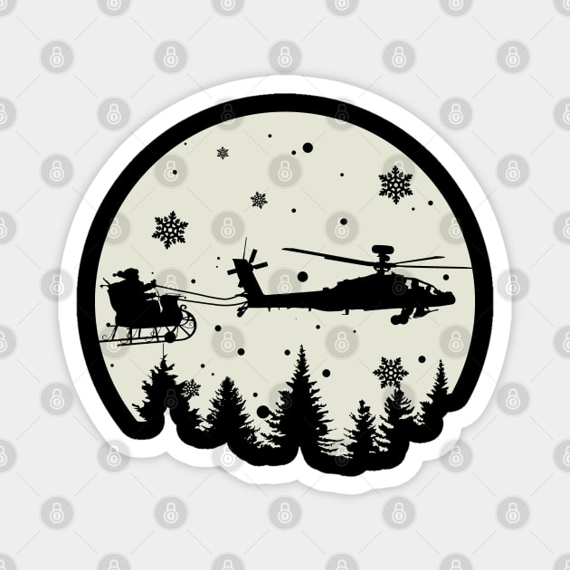 Gun Pilot - AH-64 Apache Pulling Santa's Sleigh Magnet by Aviation Designs