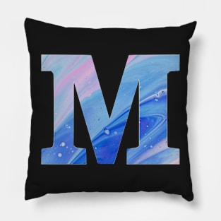 The Letter M Blue Psychedelic Design Pillow