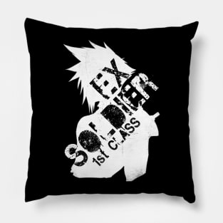 Cloud Strife ex-SOLDIER white Pillow