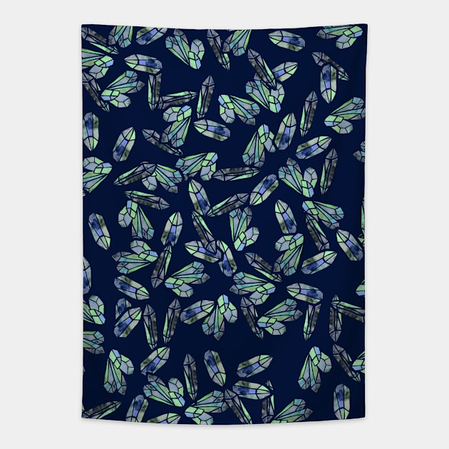 Blue Green Aqua Water Witch Crystals Tapestry by bubbsnugg