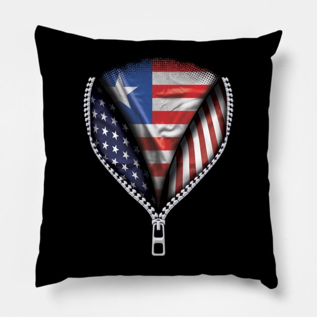 Liberian Flag  Liberia Flag American Flag Zip Down - Gift for Liberian From Liberia Pillow by Country Flags