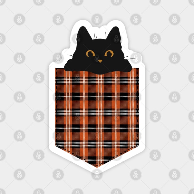 Black cat in orange pocket Magnet by AnnaEleCreate