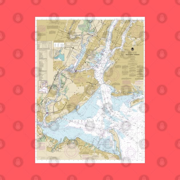 New York Harbor - Marine Navigation Nautical Chart by Vidision Avgeek