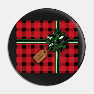 Christmas Gift in red buffalo plaid Pin