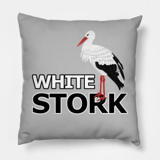 jz.birds White Stork Bird Watching Design Pillow