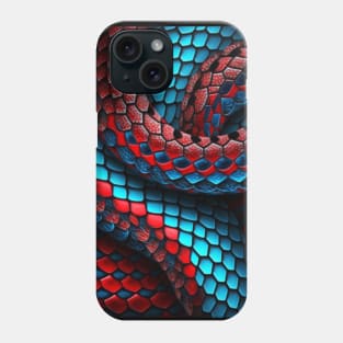 Snake pattern, with pattern, SciFi, scale pattern, red, blue Phone Case