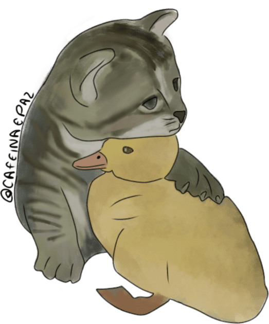 hug cat and duck  / Kids T-Shirt by caffeineandpeace