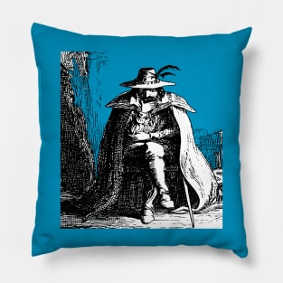 Guy Fawkes Black and White Vector Art Pillow