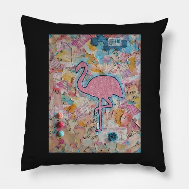 Flamingo Collage :: Patterns and Textures Pillow by Platinumfrog