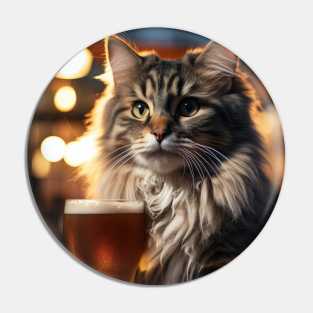 Bright Eyed Beer Cat Pin