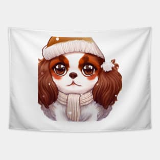 Cute Cavalier King Charles Spaniel Drawing Tapestry