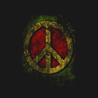 Rasta 3D Peace Sign - One Love - Graffiti - Grunge T-Shirt