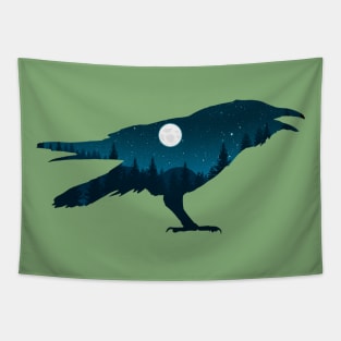 Night Forest Raven Tapestry