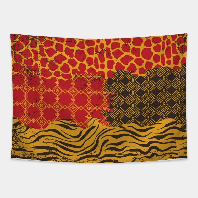 Multicolor Safari Animal Print Tapestry by machmigo