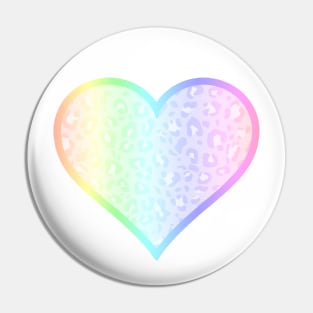 Ultra Pastel Rainbow Leopard Print Heart Pin